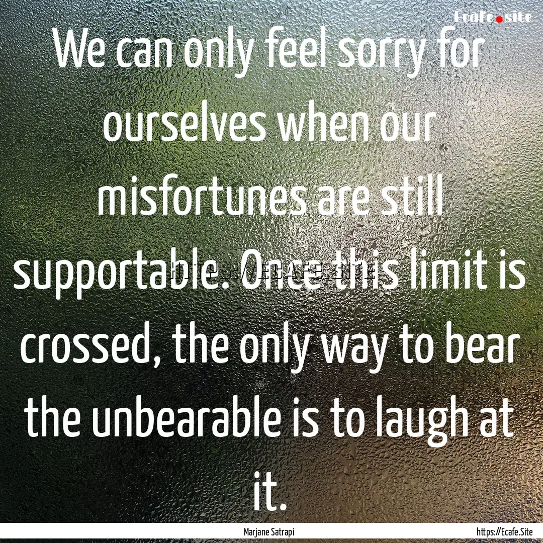 We can only feel sorry for ourselves when.... : Quote by Marjane Satrapi