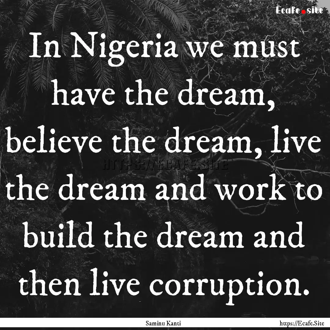 In Nigeria we must have the dream, believe.... : Quote by Saminu Kanti