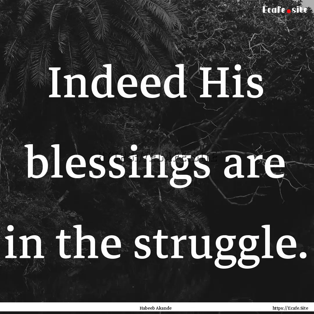 Indeed His blessings are in the struggle..... : Quote by Habeeb Akande