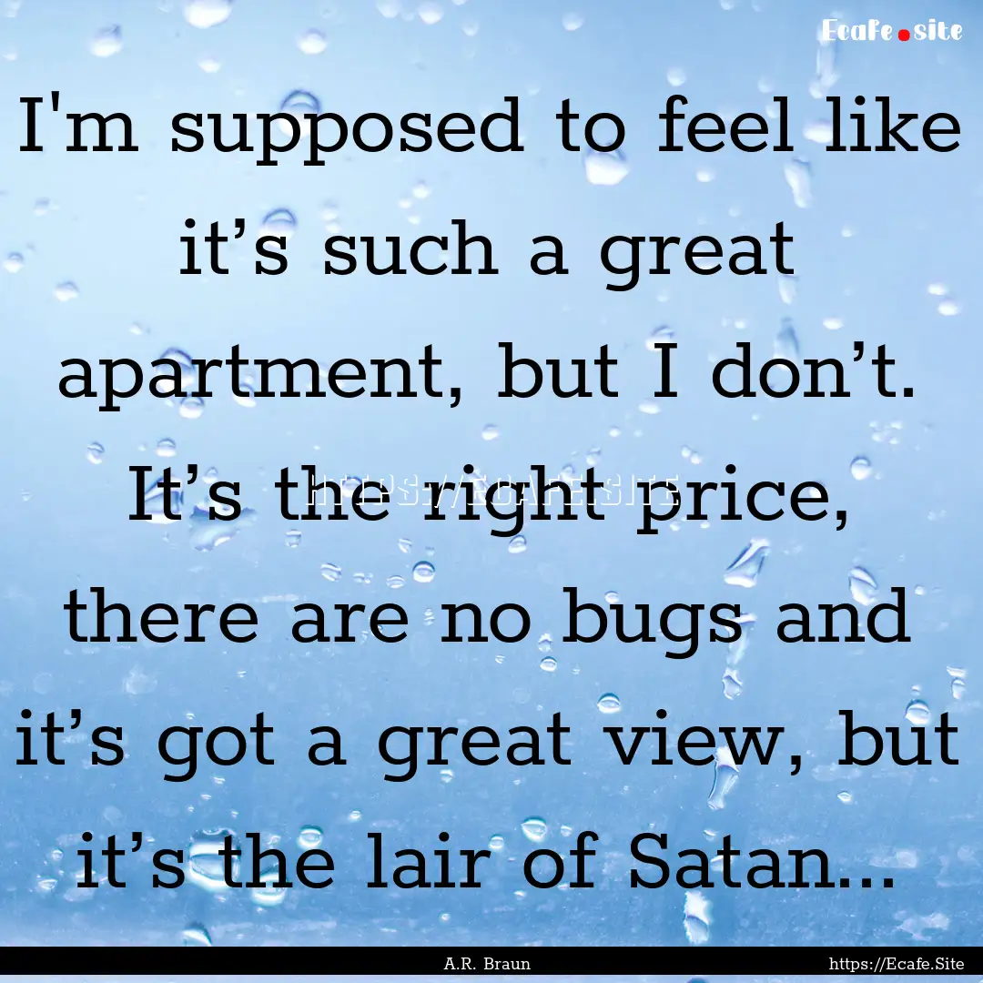 I'm supposed to feel like it’s such a great.... : Quote by A.R. Braun