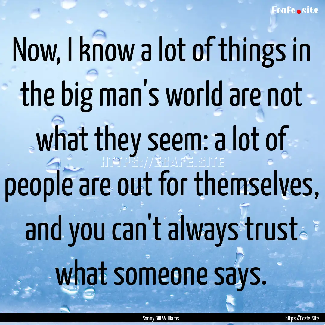 Now, I know a lot of things in the big man's.... : Quote by Sonny Bill Williams