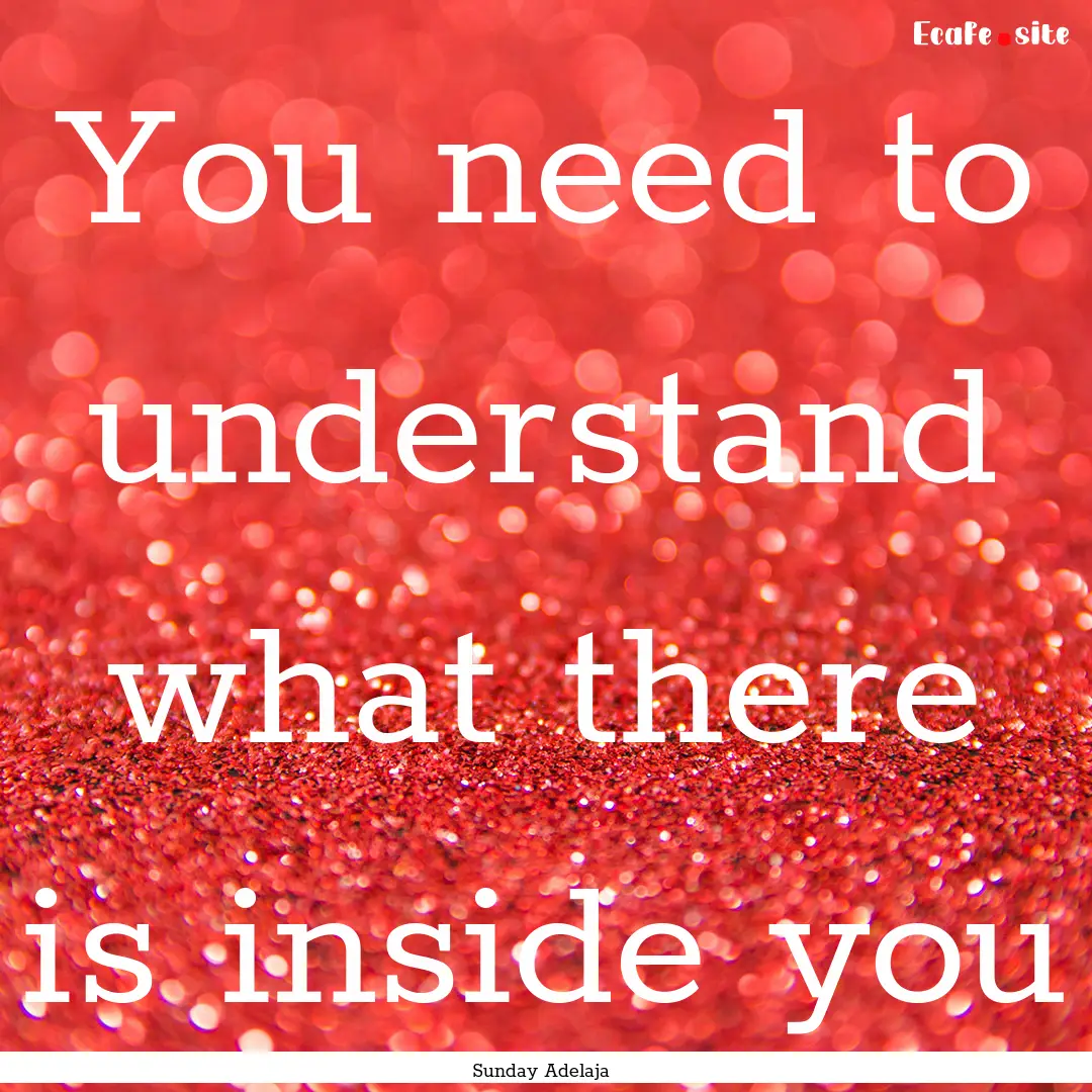 You need to understand what there is inside.... : Quote by Sunday Adelaja