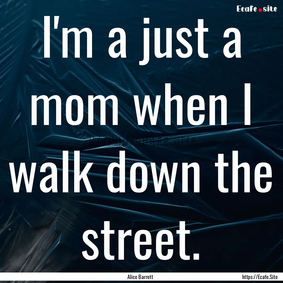 I'm a just a mom when I walk down the street..... : Quote by Alice Barrett