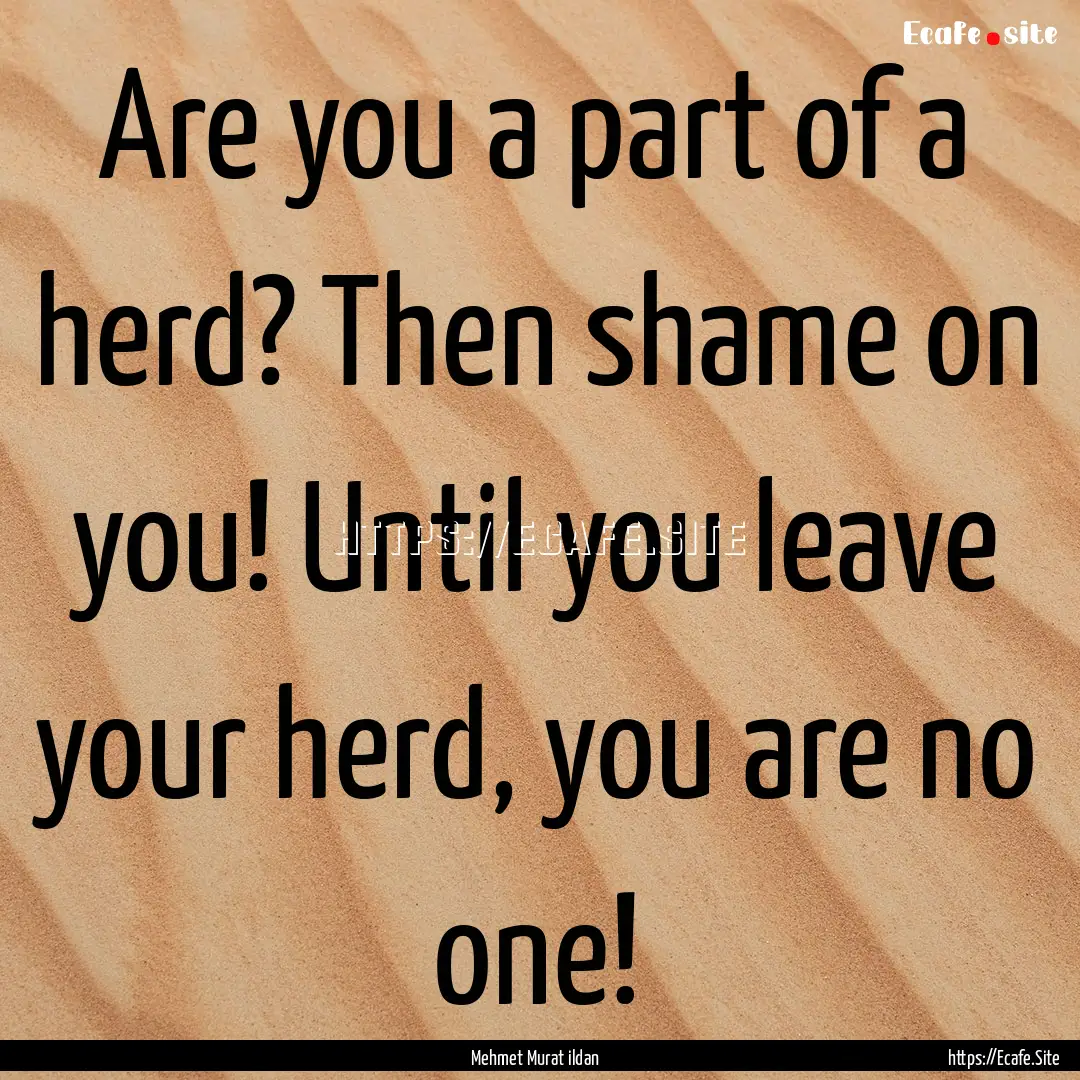 Are you a part of a herd? Then shame on you!.... : Quote by Mehmet Murat ildan