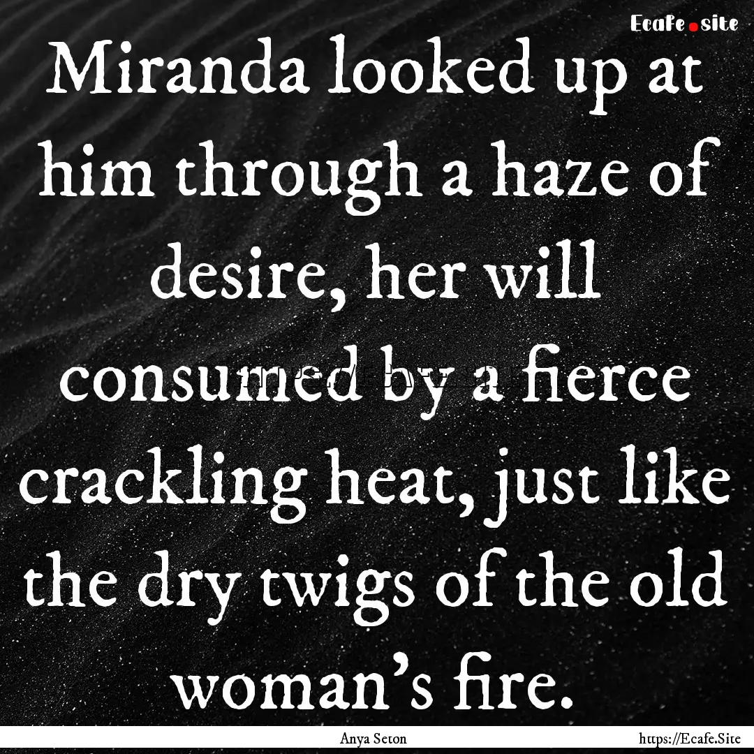 Miranda looked up at him through a haze of.... : Quote by Anya Seton