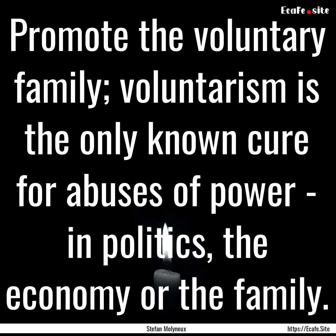 Promote the voluntary family; voluntarism.... : Quote by Stefan Molyneux