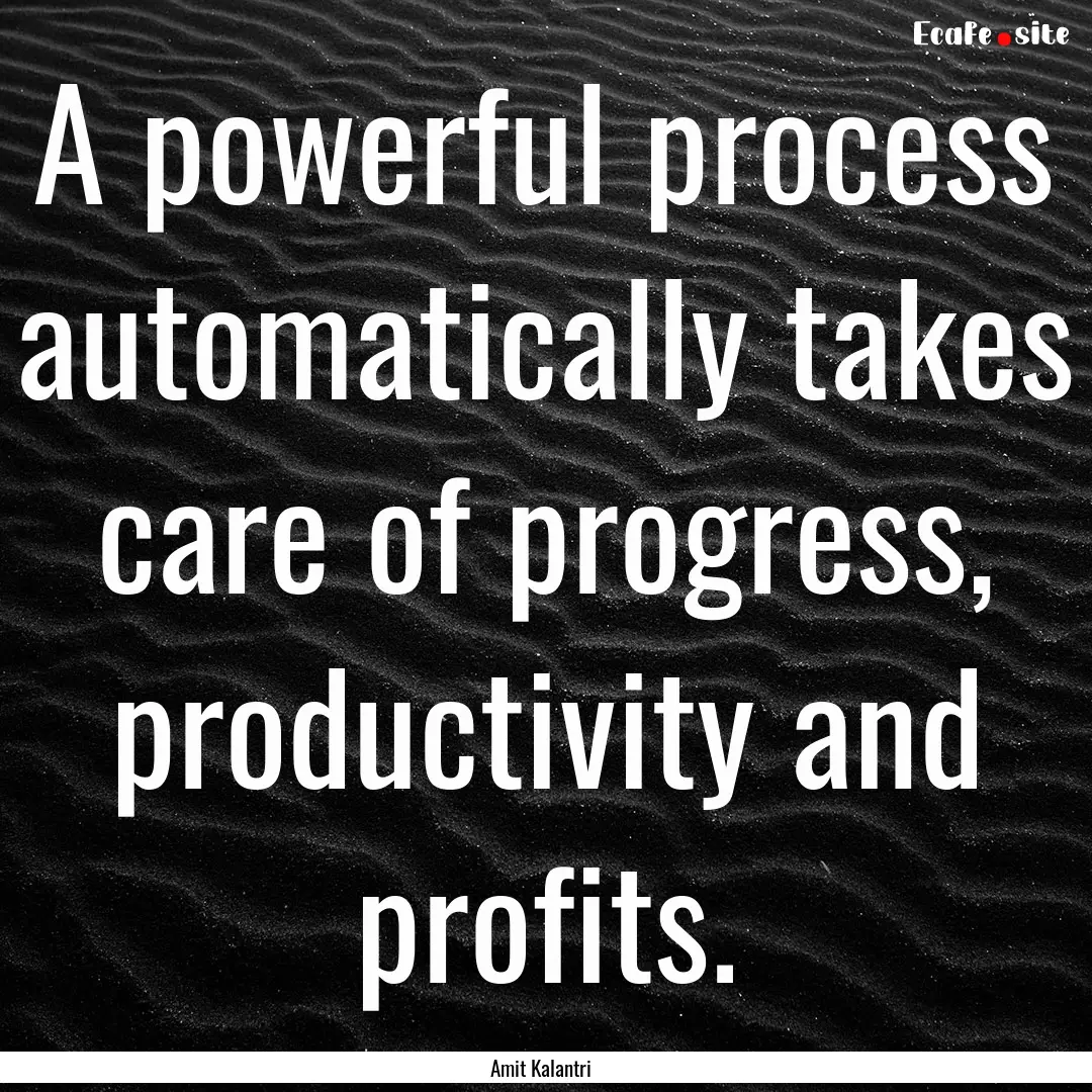 A powerful process automatically takes care.... : Quote by Amit Kalantri