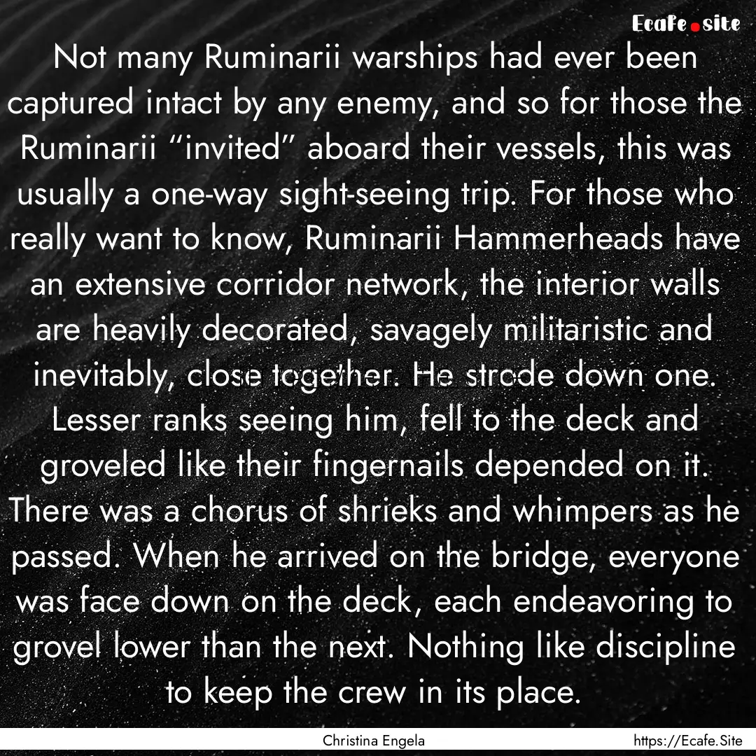 Not many Ruminarii warships had ever been.... : Quote by Christina Engela