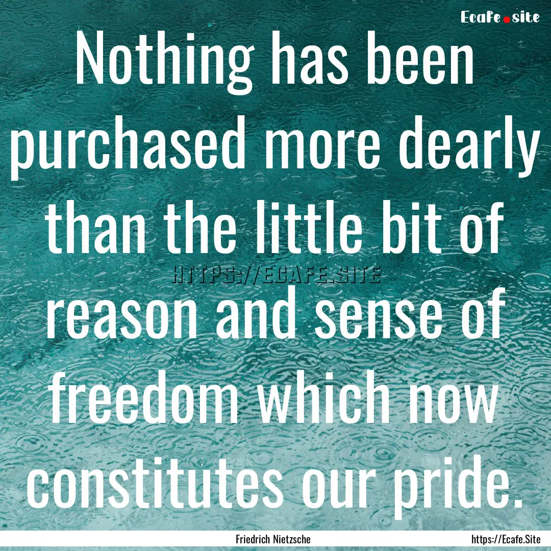 Nothing has been purchased more dearly than.... : Quote by Friedrich Nietzsche