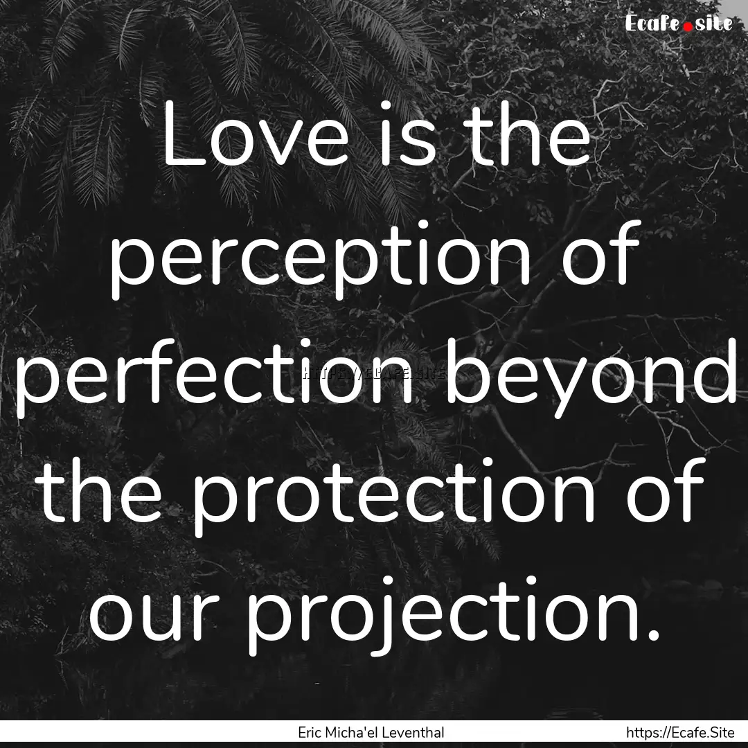 Love is the perception of perfection beyond.... : Quote by Eric Micha'el Leventhal