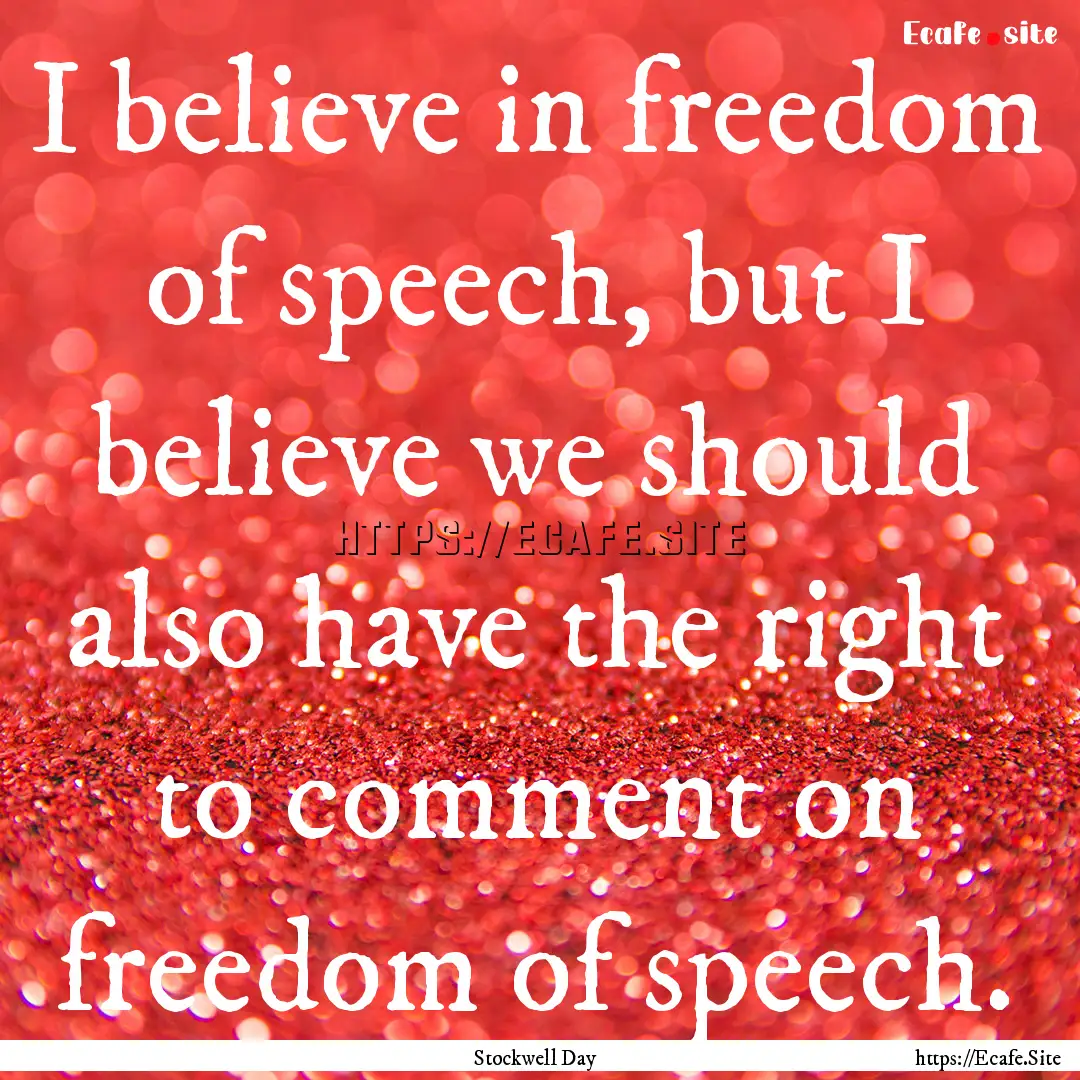 I believe in freedom of speech, but I believe.... : Quote by Stockwell Day