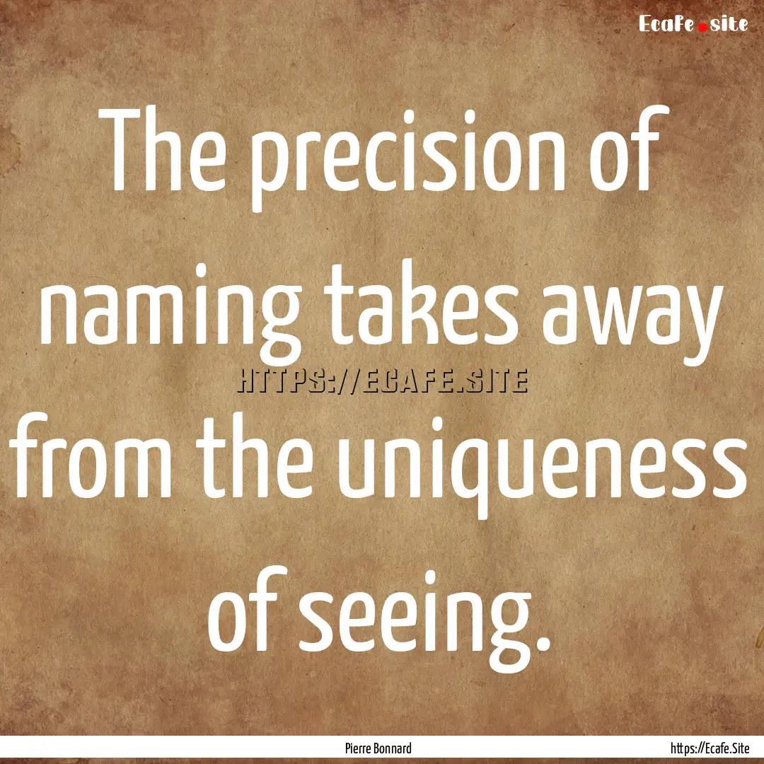 The precision of naming takes away from the.... : Quote by Pierre Bonnard