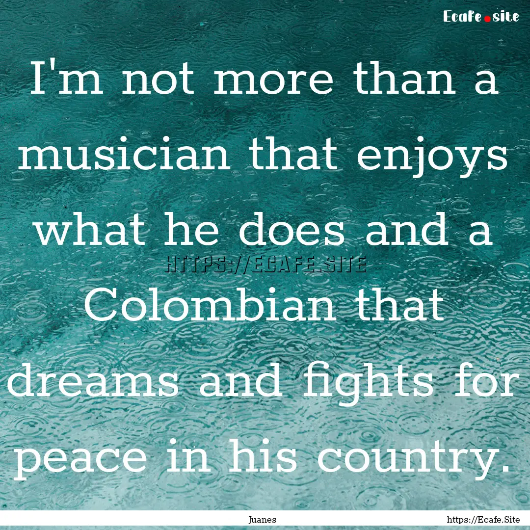 I'm not more than a musician that enjoys.... : Quote by Juanes