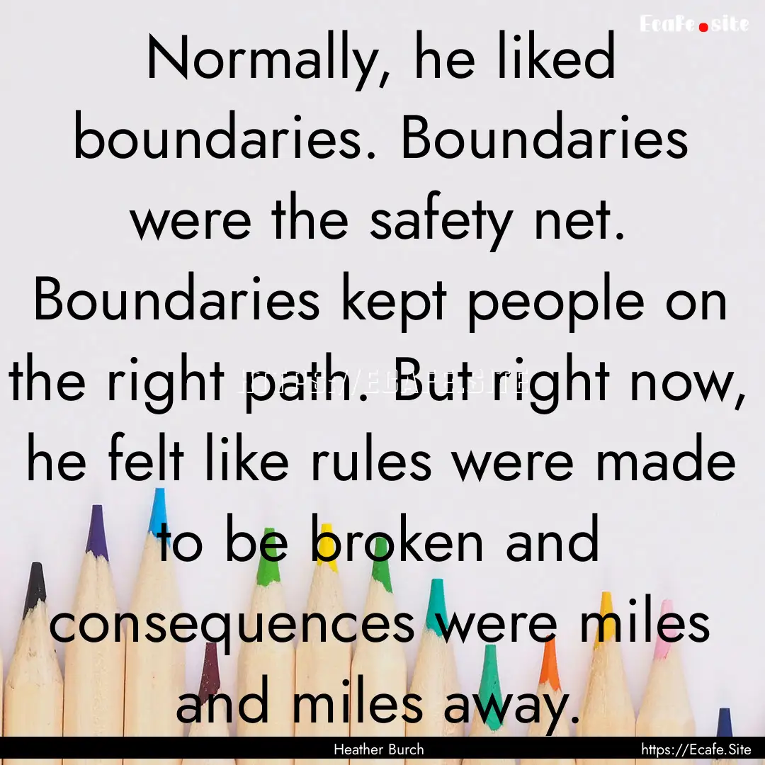 Normally, he liked boundaries. Boundaries.... : Quote by Heather Burch