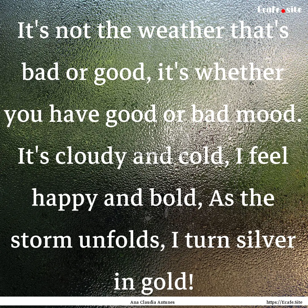 It's not the weather that's bad or good,.... : Quote by Ana Claudia Antunes