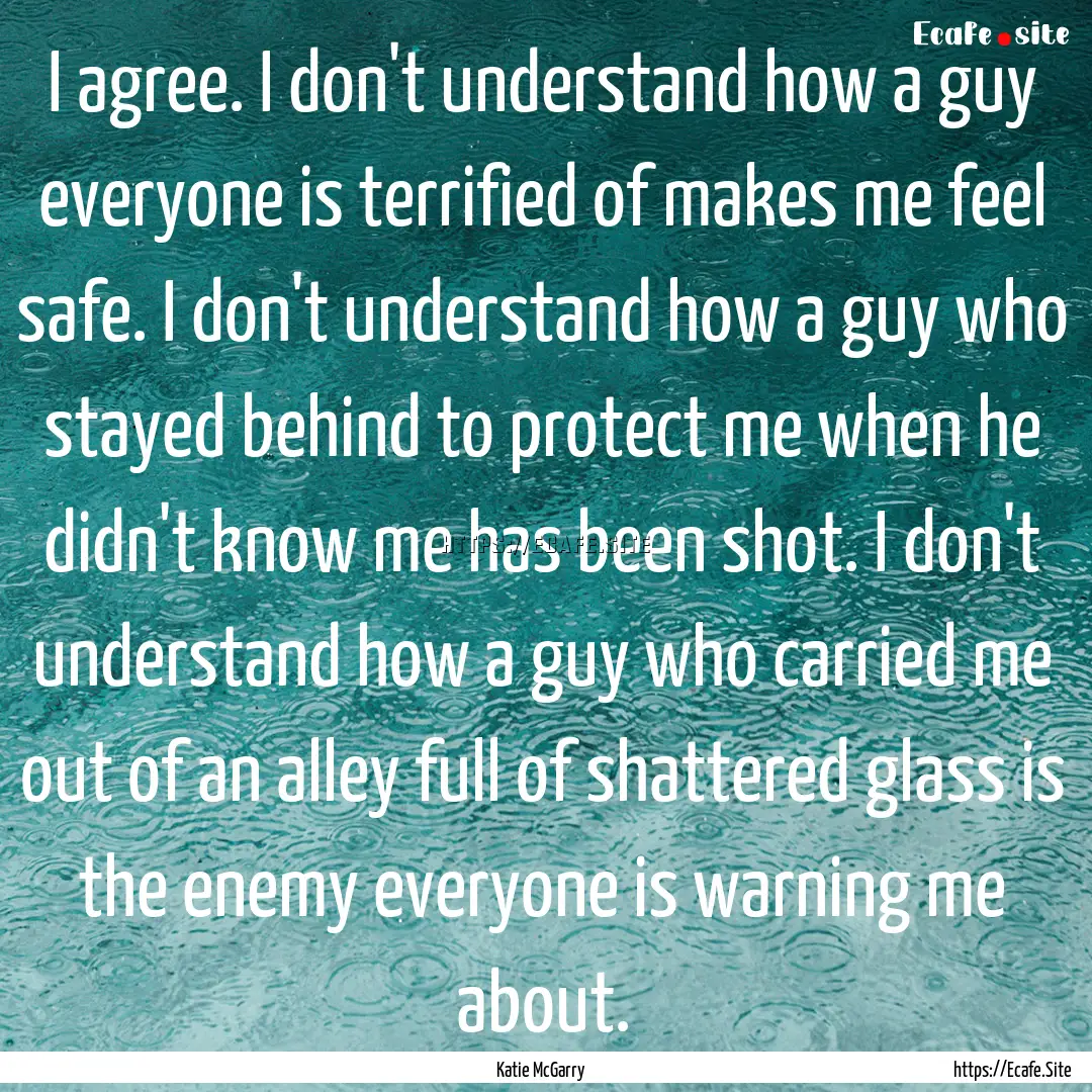 I agree. I don't understand how a guy everyone.... : Quote by Katie McGarry