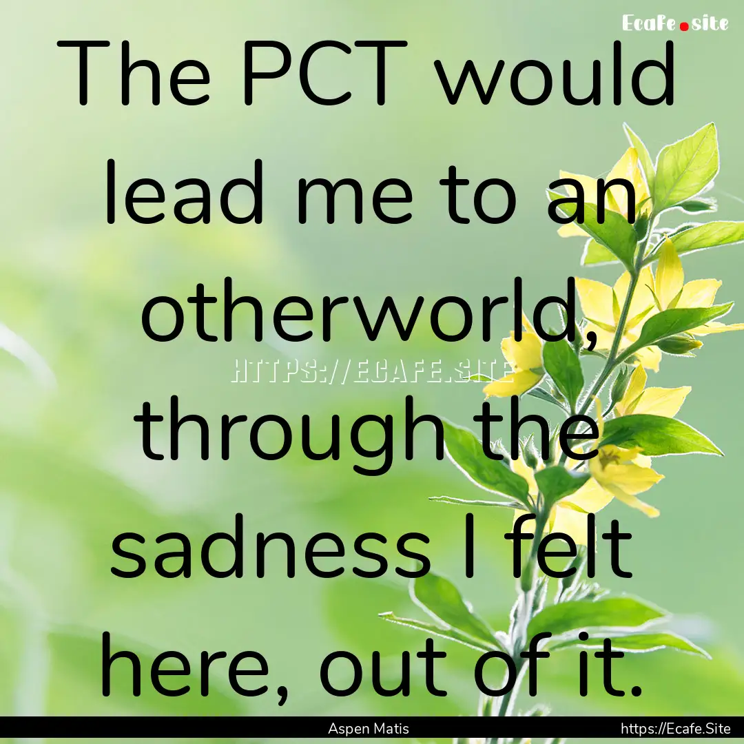 The PCT would lead me to an otherworld, through.... : Quote by Aspen Matis