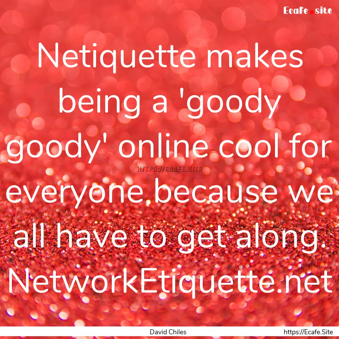 Netiquette makes being a 'goody goody' online.... : Quote by David Chiles