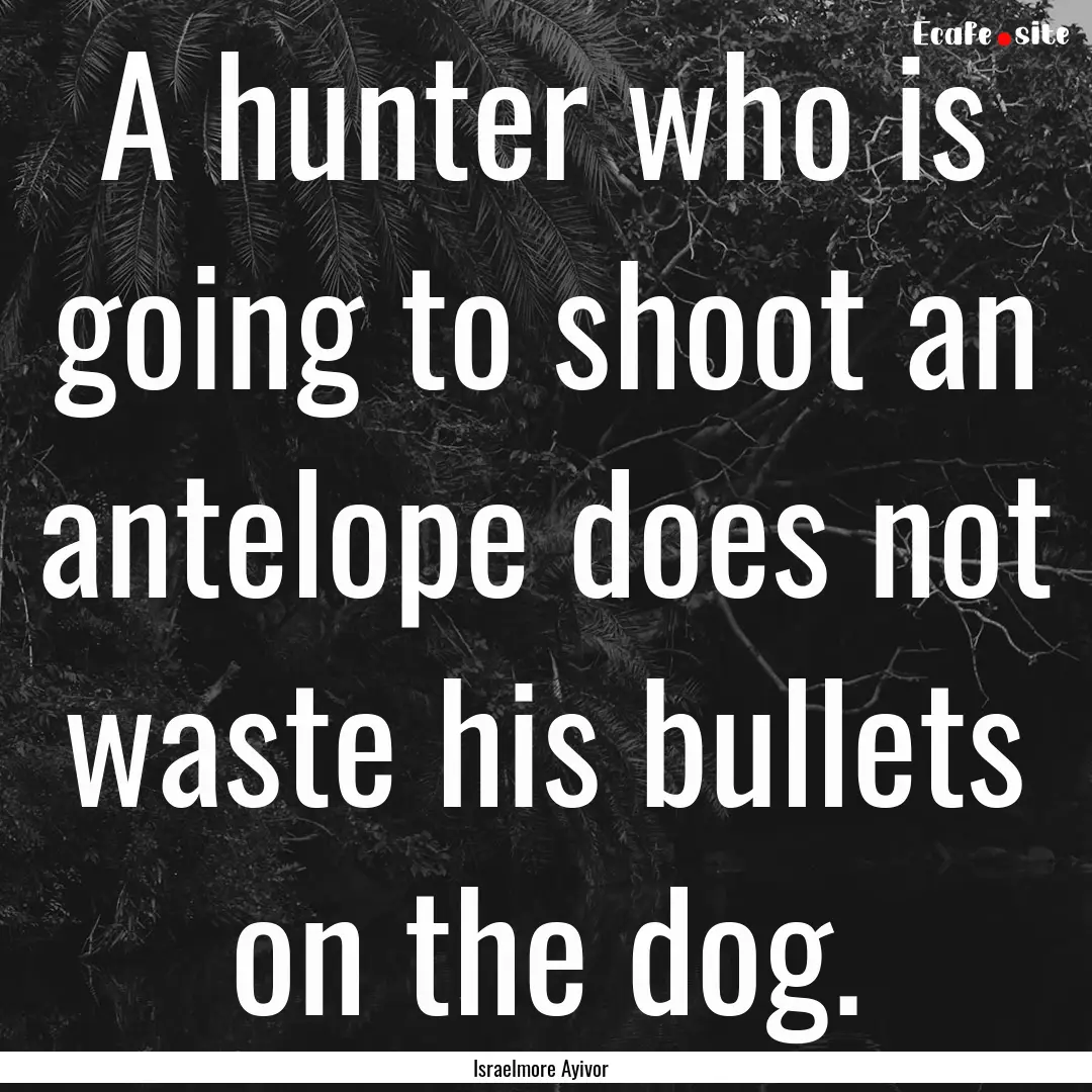 A hunter who is going to shoot an antelope.... : Quote by Israelmore Ayivor