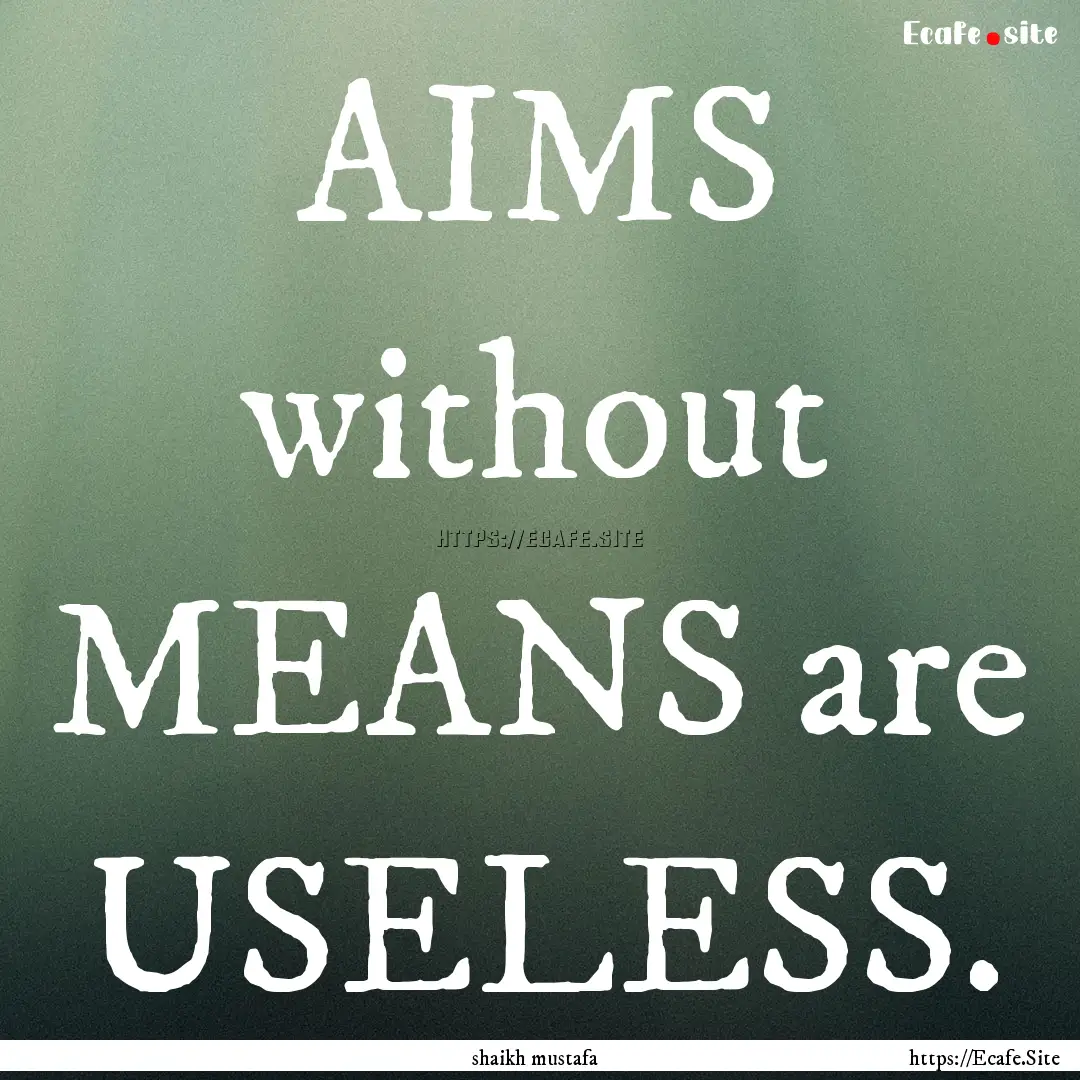 AIMS without MEANS are USELESS. : Quote by shaikh mustafa