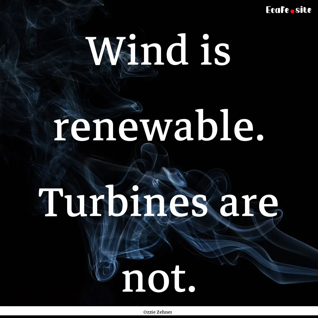 Wind is renewable. Turbines are not. : Quote by Ozzie Zehner