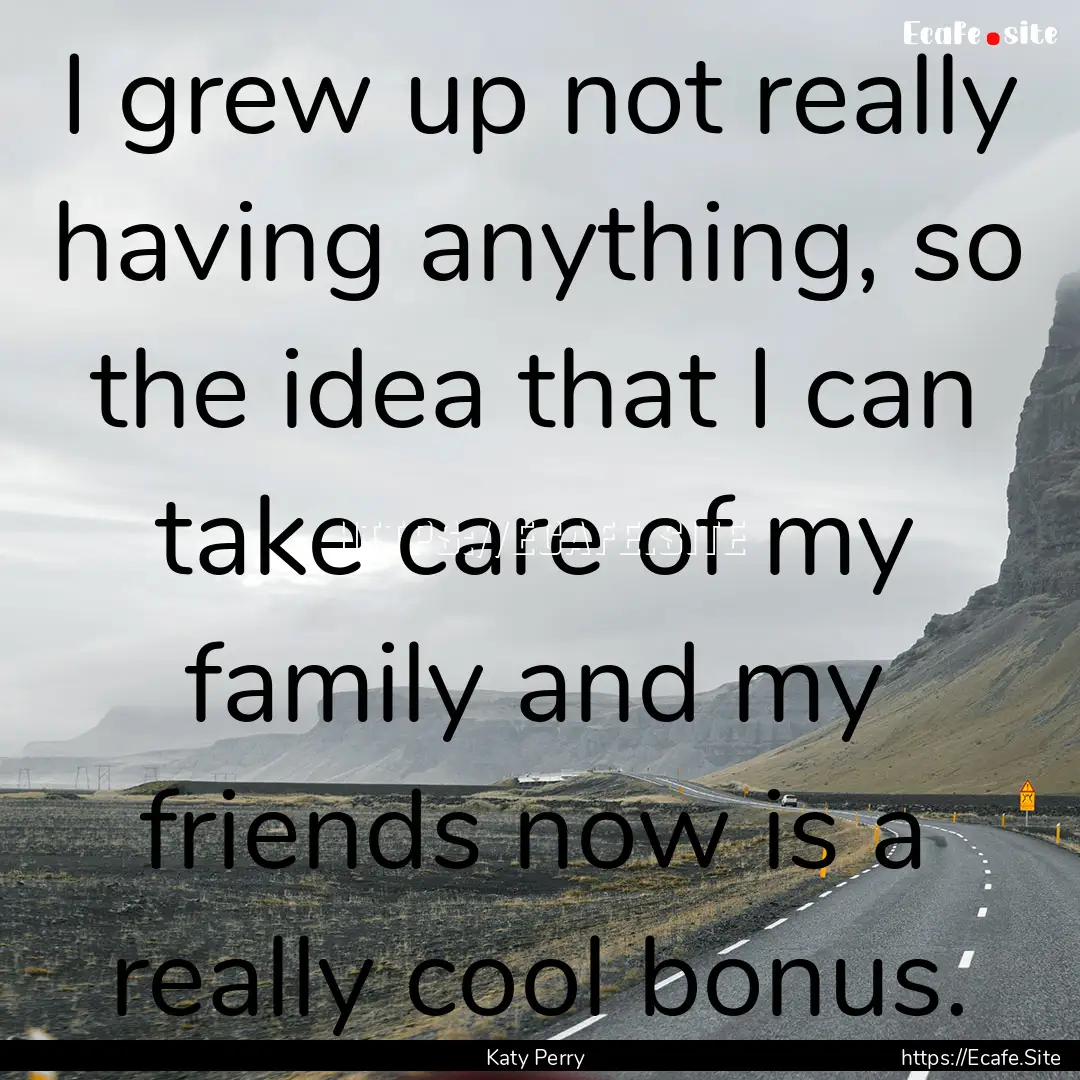 I grew up not really having anything, so.... : Quote by Katy Perry