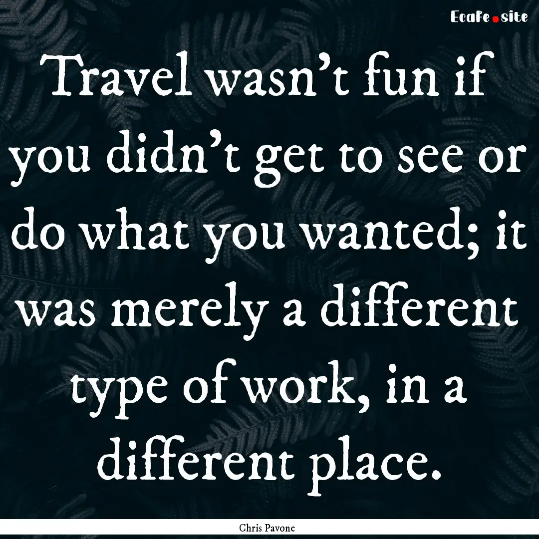 Travel wasn't fun if you didn't get to see.... : Quote by Chris Pavone