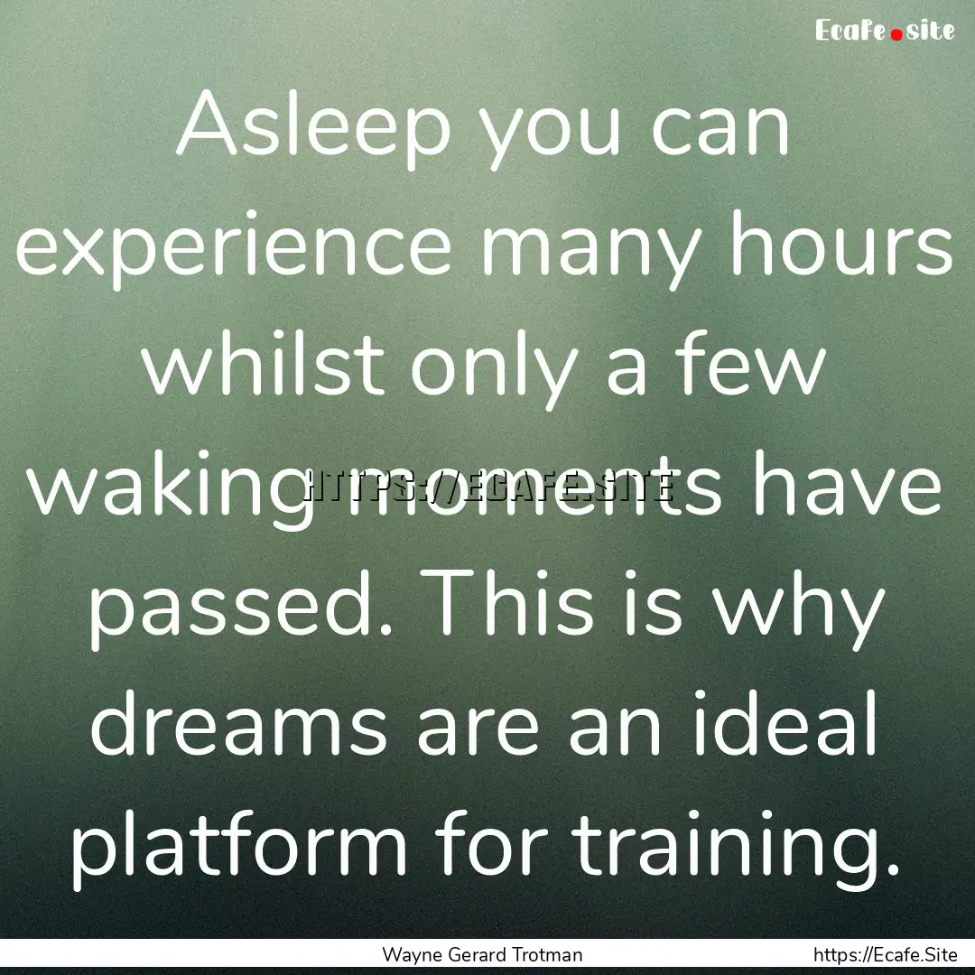 Asleep you can experience many hours whilst.... : Quote by Wayne Gerard Trotman