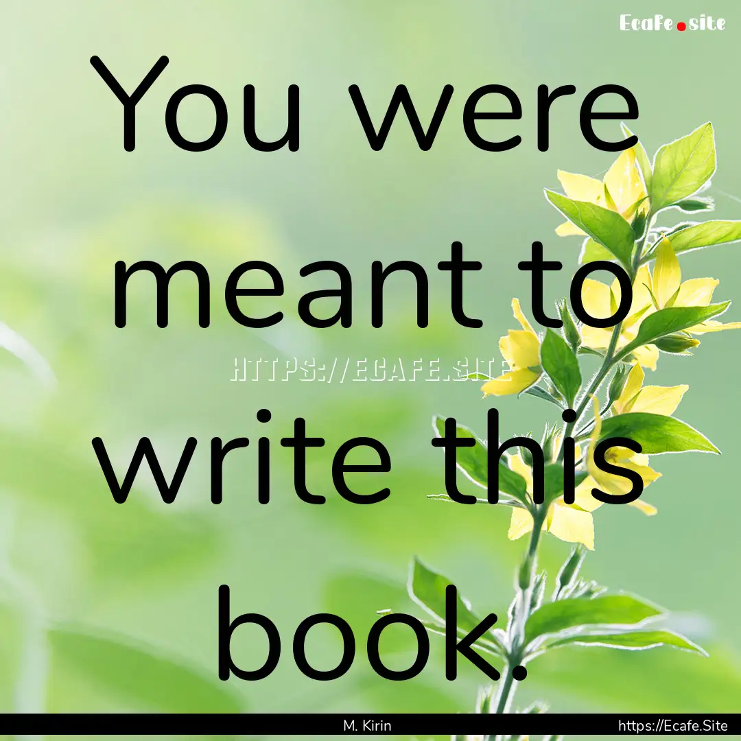 You were meant to write this book. : Quote by M. Kirin