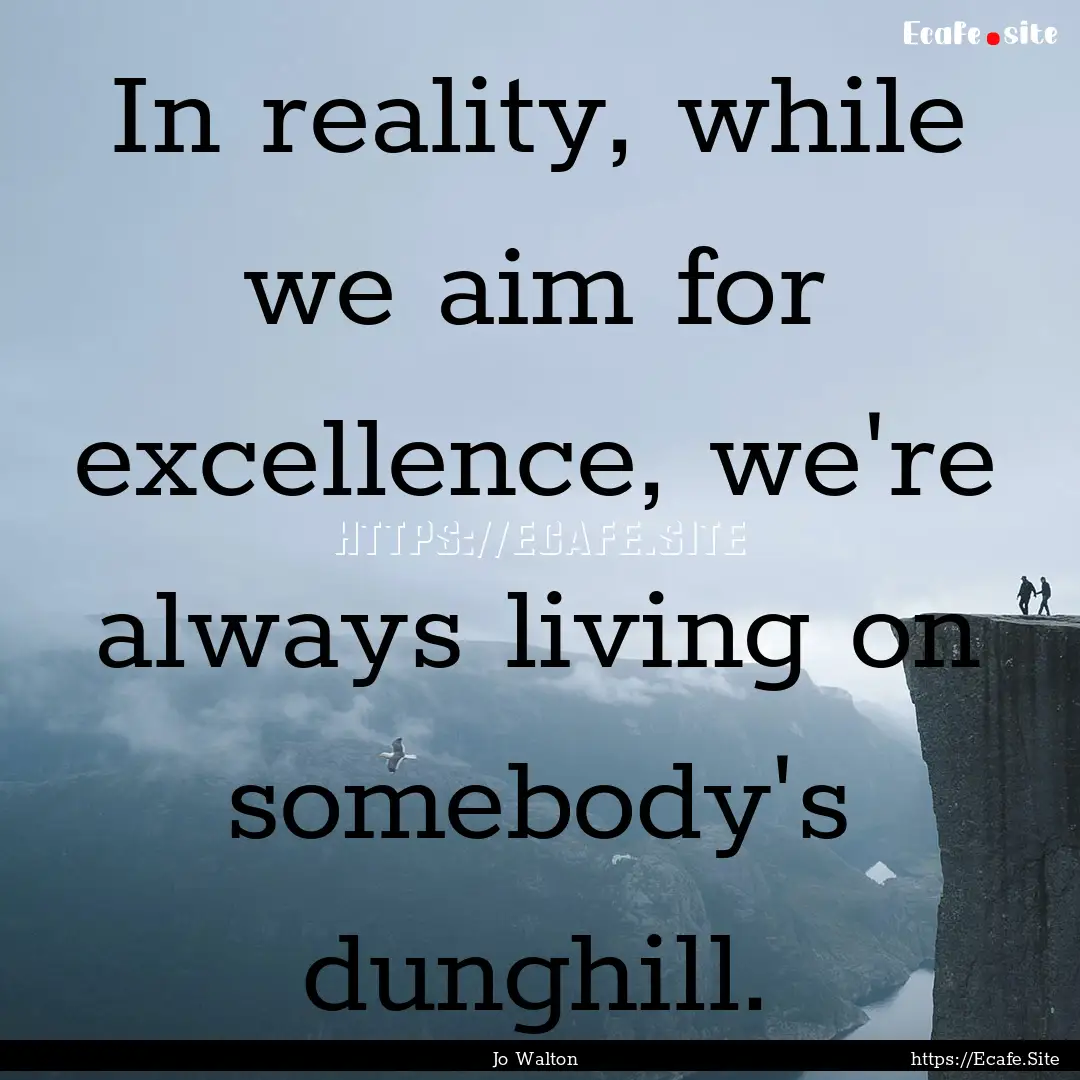 In reality, while we aim for excellence,.... : Quote by Jo Walton