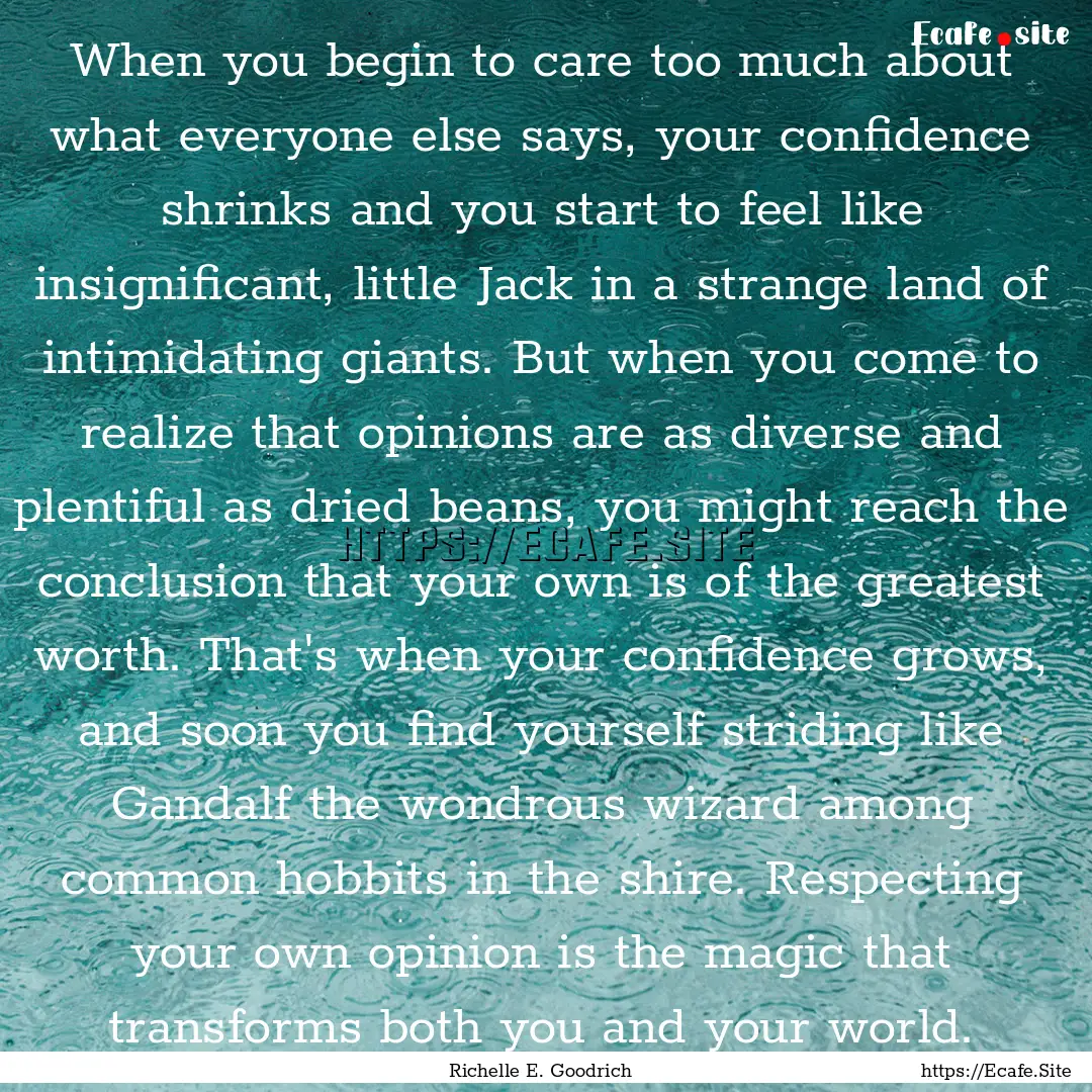 When you begin to care too much about what.... : Quote by Richelle E. Goodrich