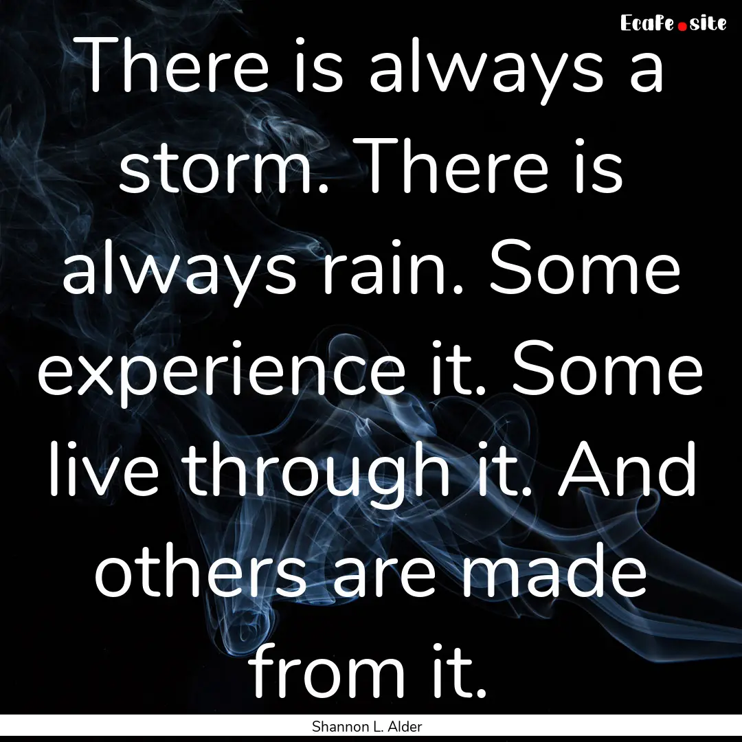 There is always a storm. There is always.... : Quote by Shannon L. Alder