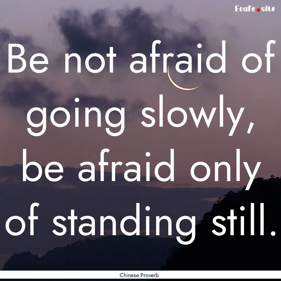 Be not afraid of going slowly, be afraid.... : Quote by Chinese Proverb