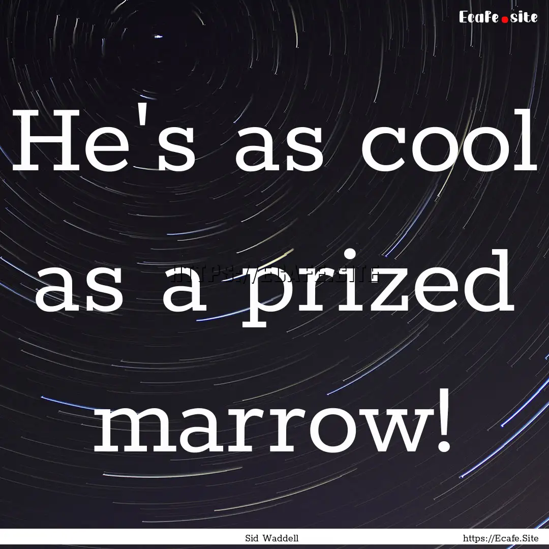 He's as cool as a prized marrow! : Quote by Sid Waddell