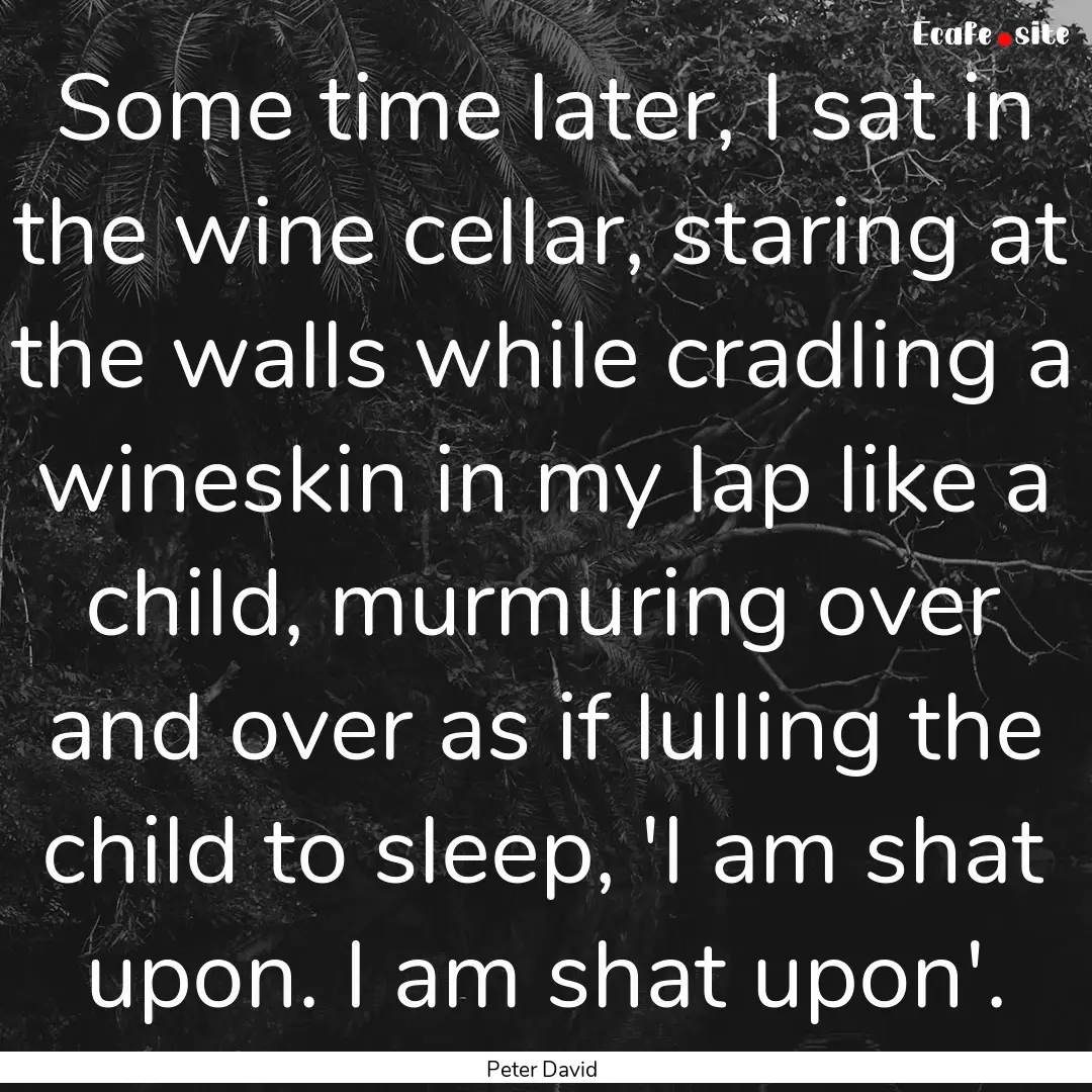 Some time later, I sat in the wine cellar,.... : Quote by Peter David