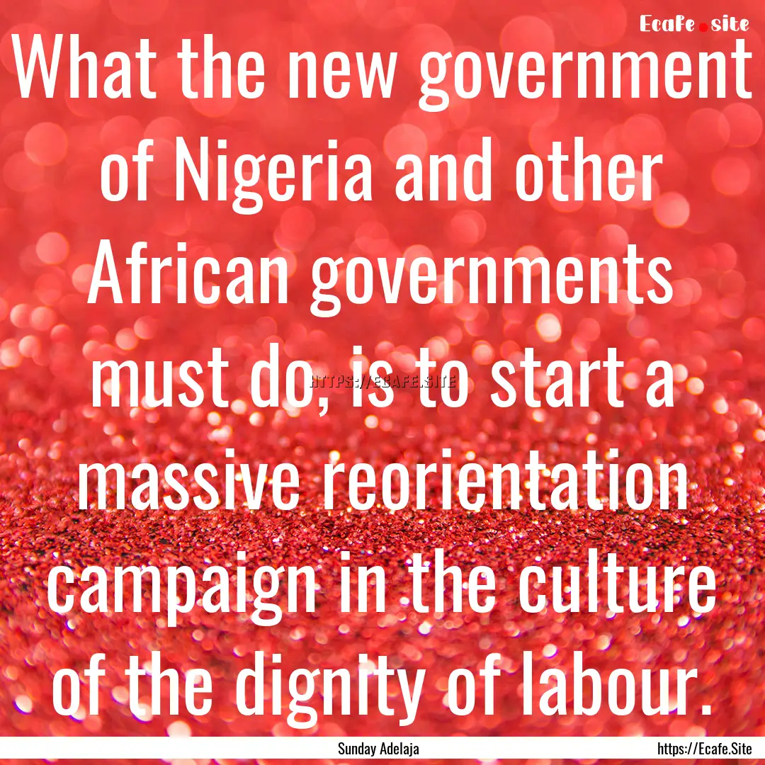 What the new government of Nigeria and other.... : Quote by Sunday Adelaja