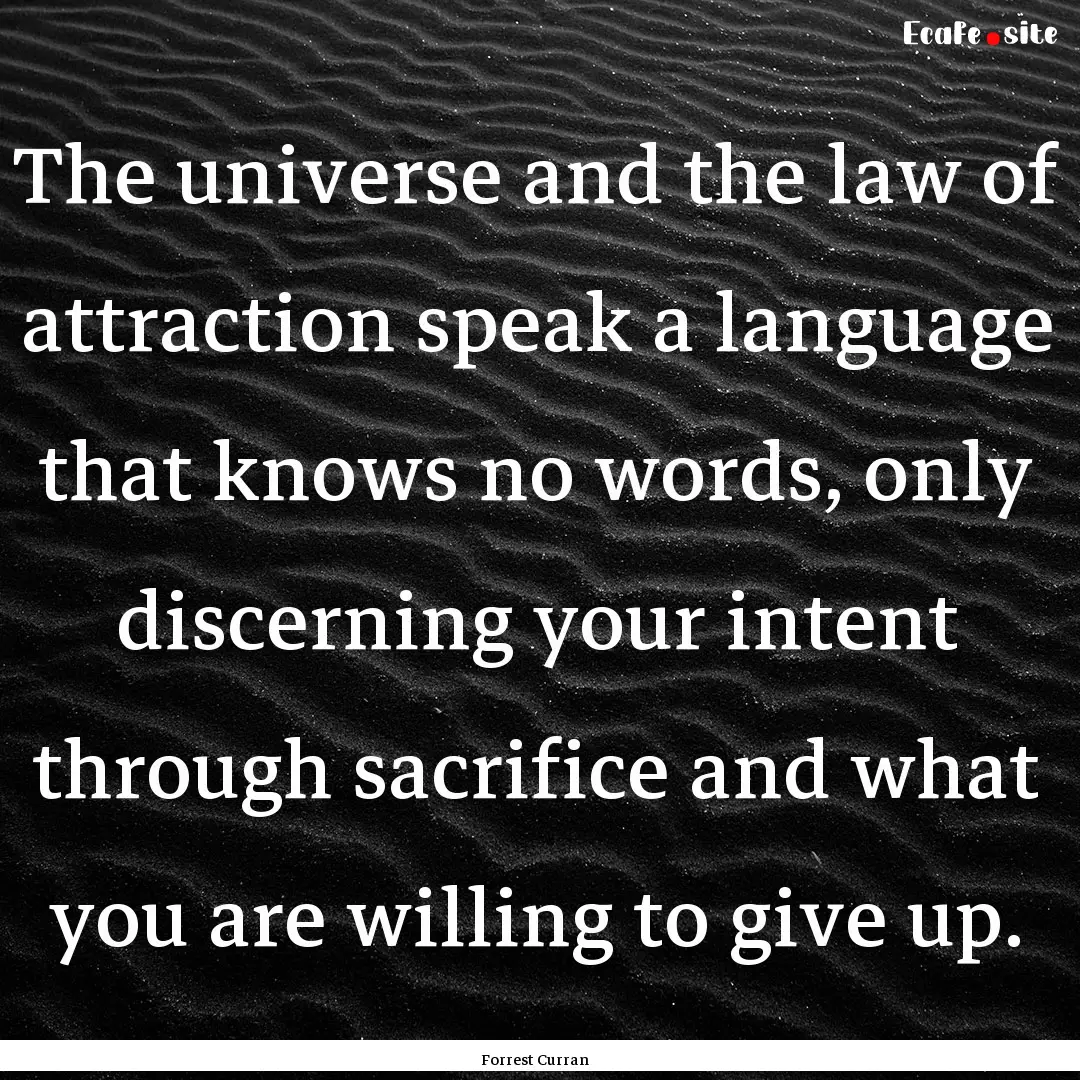 The universe and the law of attraction speak.... : Quote by Forrest Curran