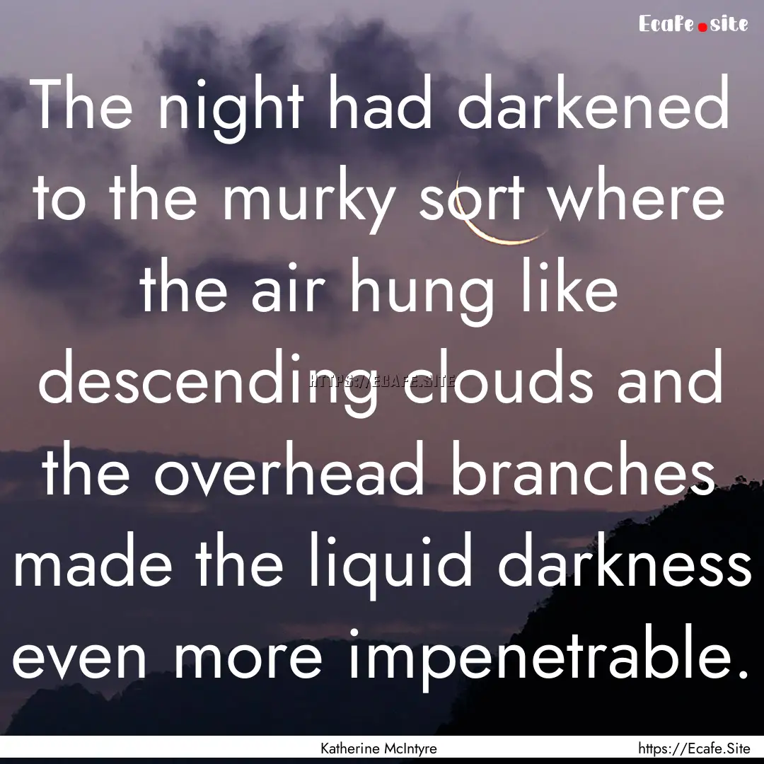 The night had darkened to the murky sort.... : Quote by Katherine McIntyre