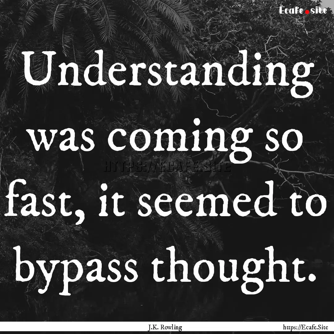 Understanding was coming so fast, it seemed.... : Quote by J.K. Rowling