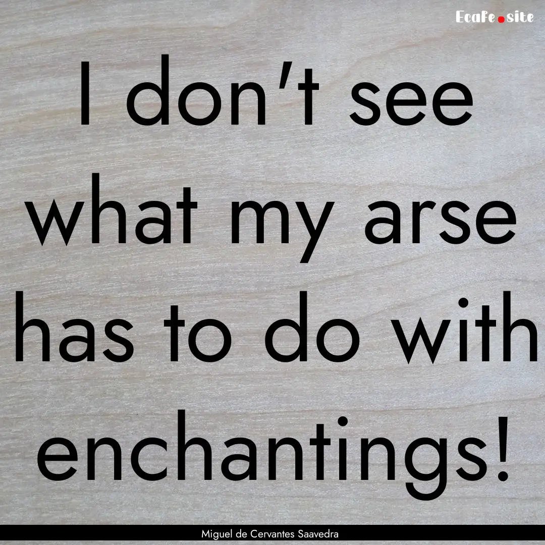 I don't see what my arse has to do with enchantings!.... : Quote by Miguel de Cervantes Saavedra