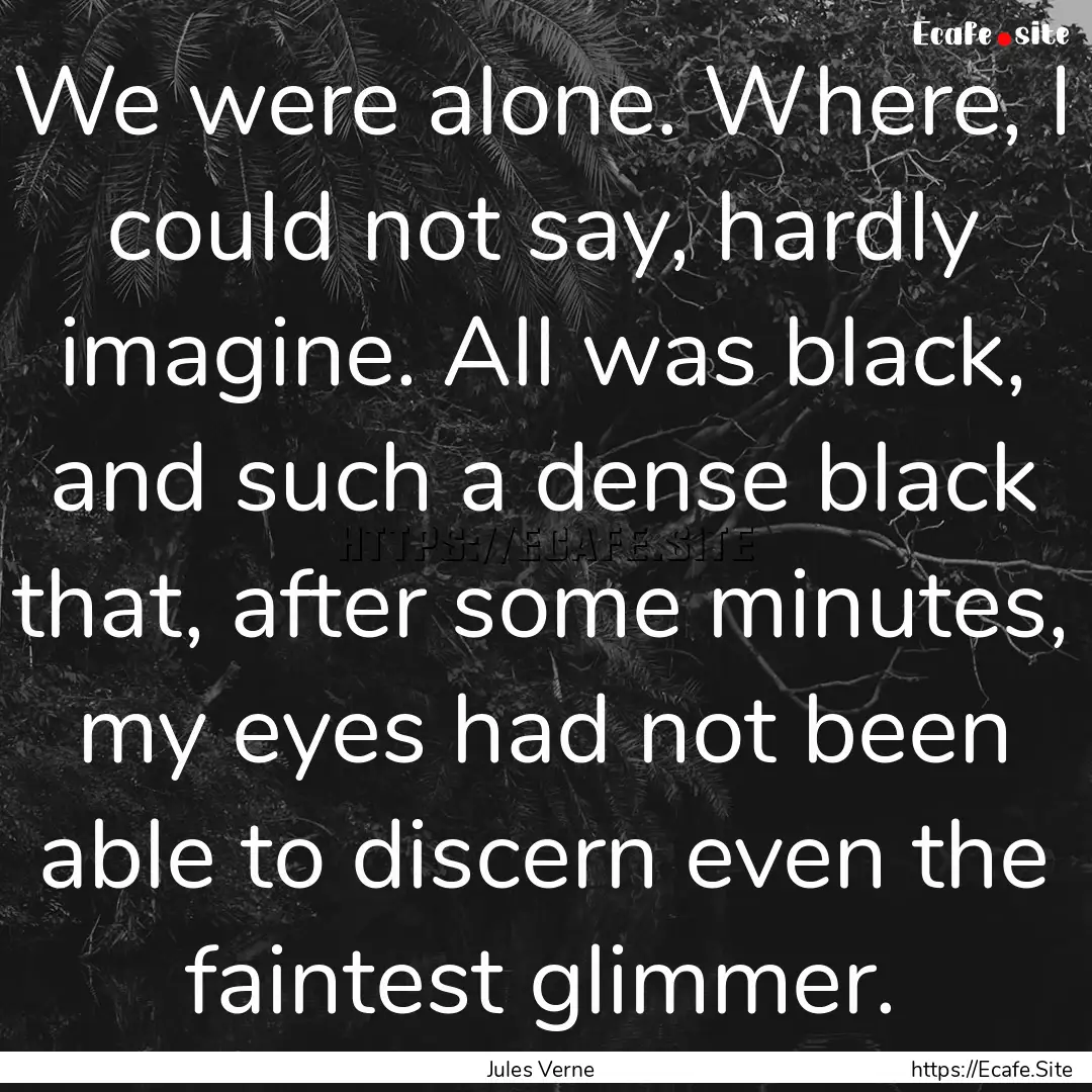 We were alone. Where, I could not say, hardly.... : Quote by Jules Verne