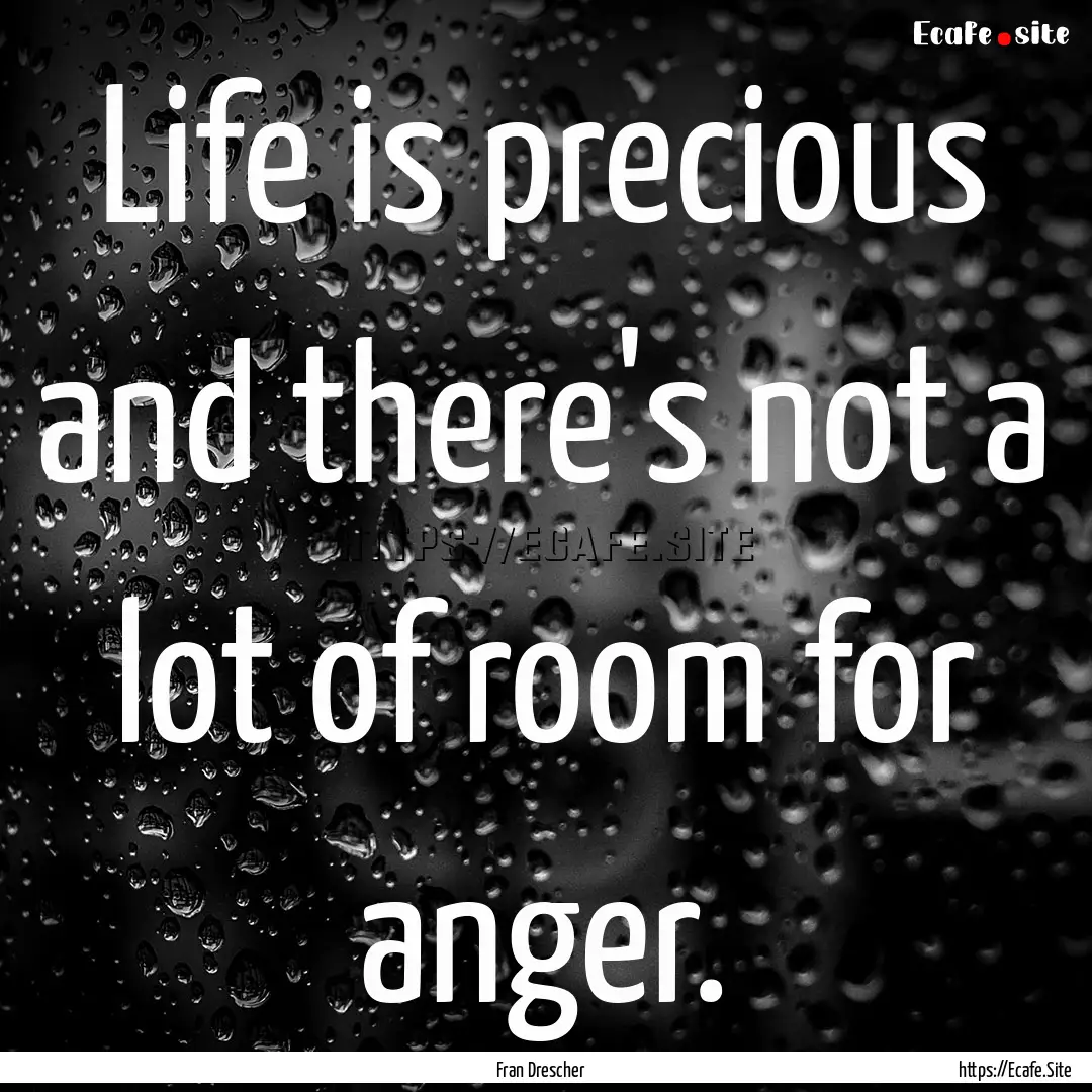 Life is precious and there's not a lot of.... : Quote by Fran Drescher