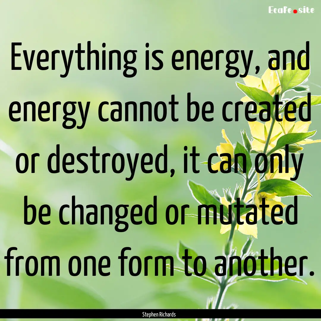 Everything is energy, and energy cannot be.... : Quote by Stephen Richards