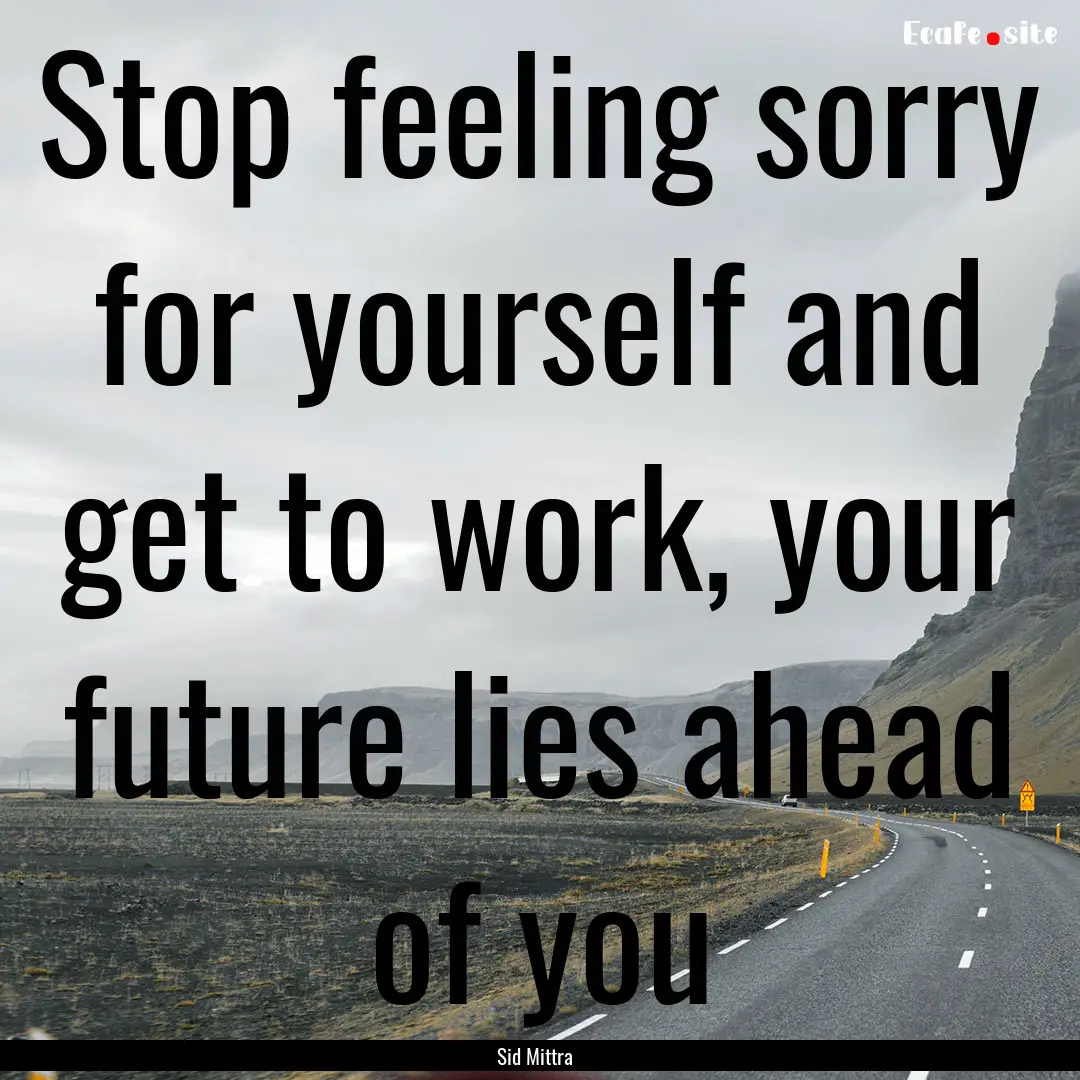 Stop feeling sorry for yourself and get to.... : Quote by Sid Mittra