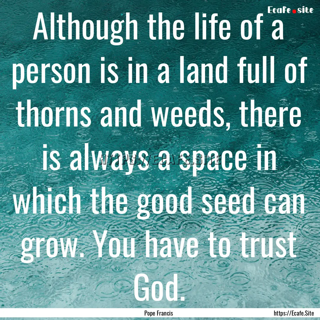 Although the life of a person is in a land.... : Quote by Pope Francis