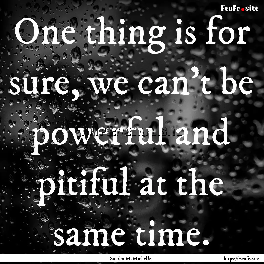 One thing is for sure, we can’t be powerful.... : Quote by Sandra M. Michelle