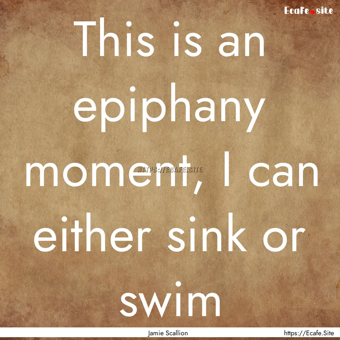 This is an epiphany moment, I can either.... : Quote by Jamie Scallion