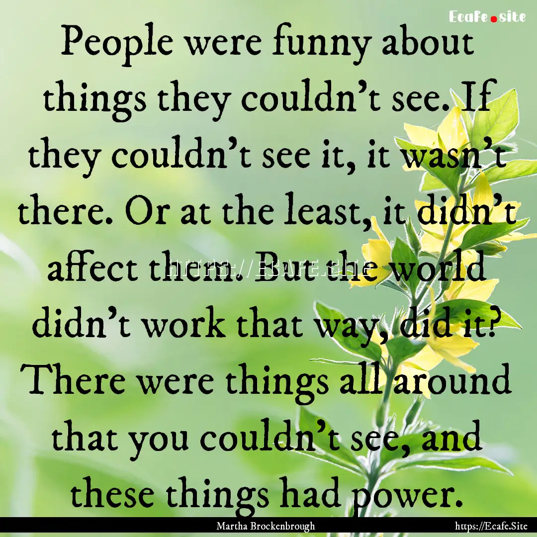 People were funny about things they couldn't.... : Quote by Martha Brockenbrough