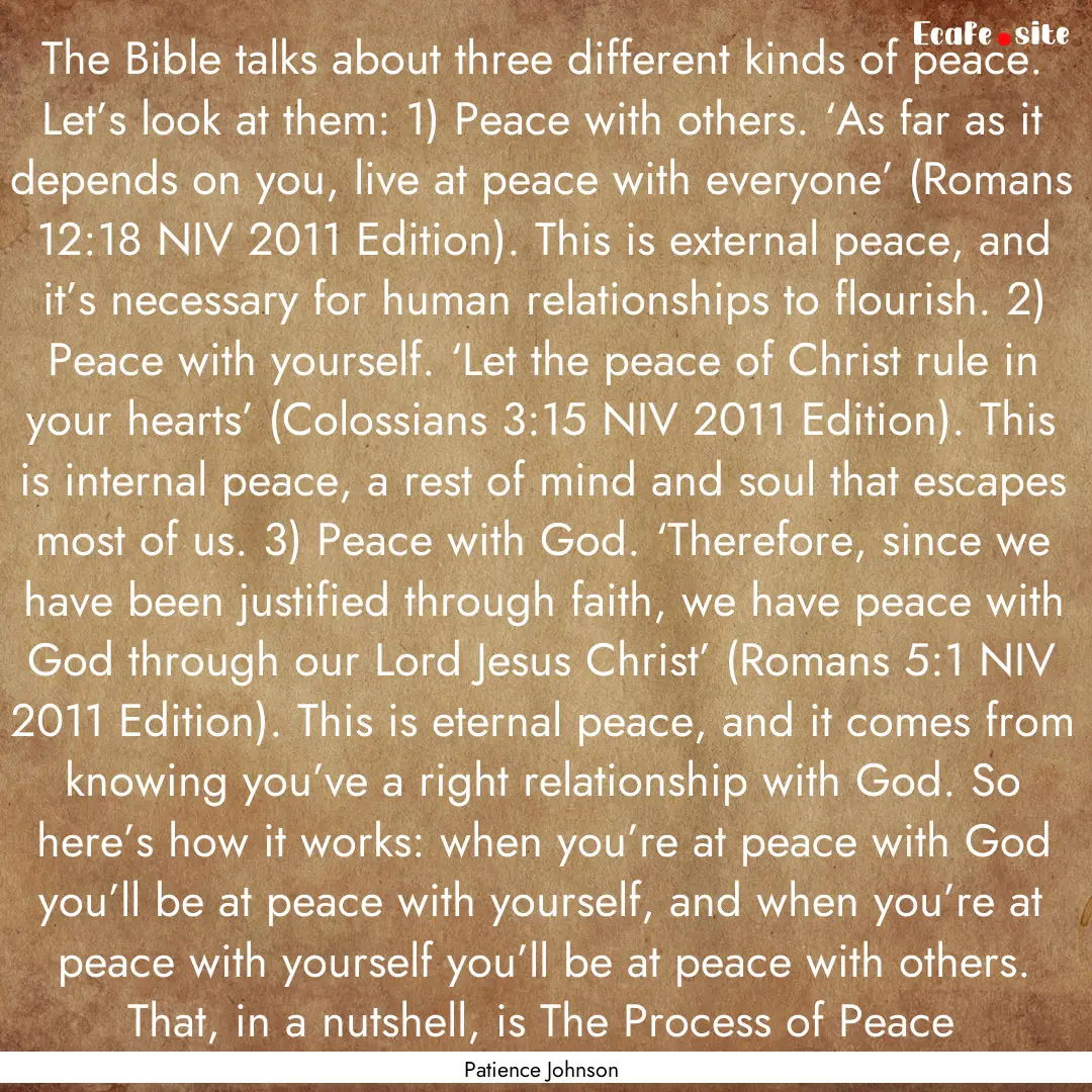 The Bible talks about three different kinds.... : Quote by Patience Johnson