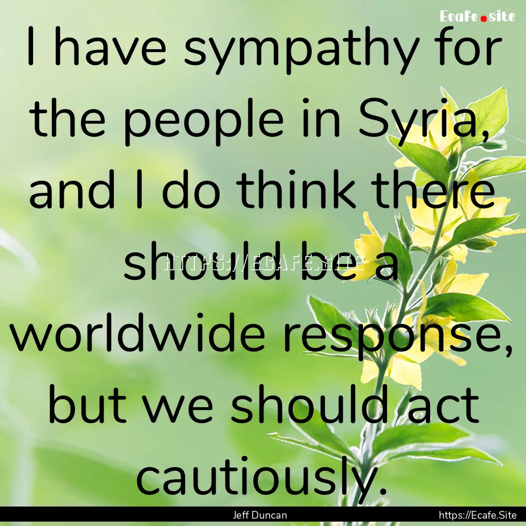 I have sympathy for the people in Syria,.... : Quote by Jeff Duncan